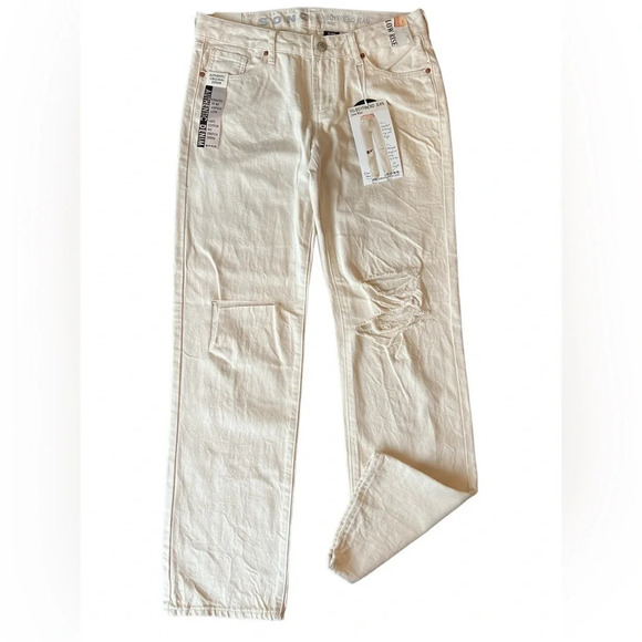 S. O. N. G. Cream Colored Jeans. 90s Boyfriend Style. Low Rise. Distressed. NWT - Picture 2 of 12